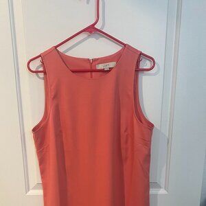 Ann Taylor Loft Coral Sheath Dress with Cutout Detail on Bottom